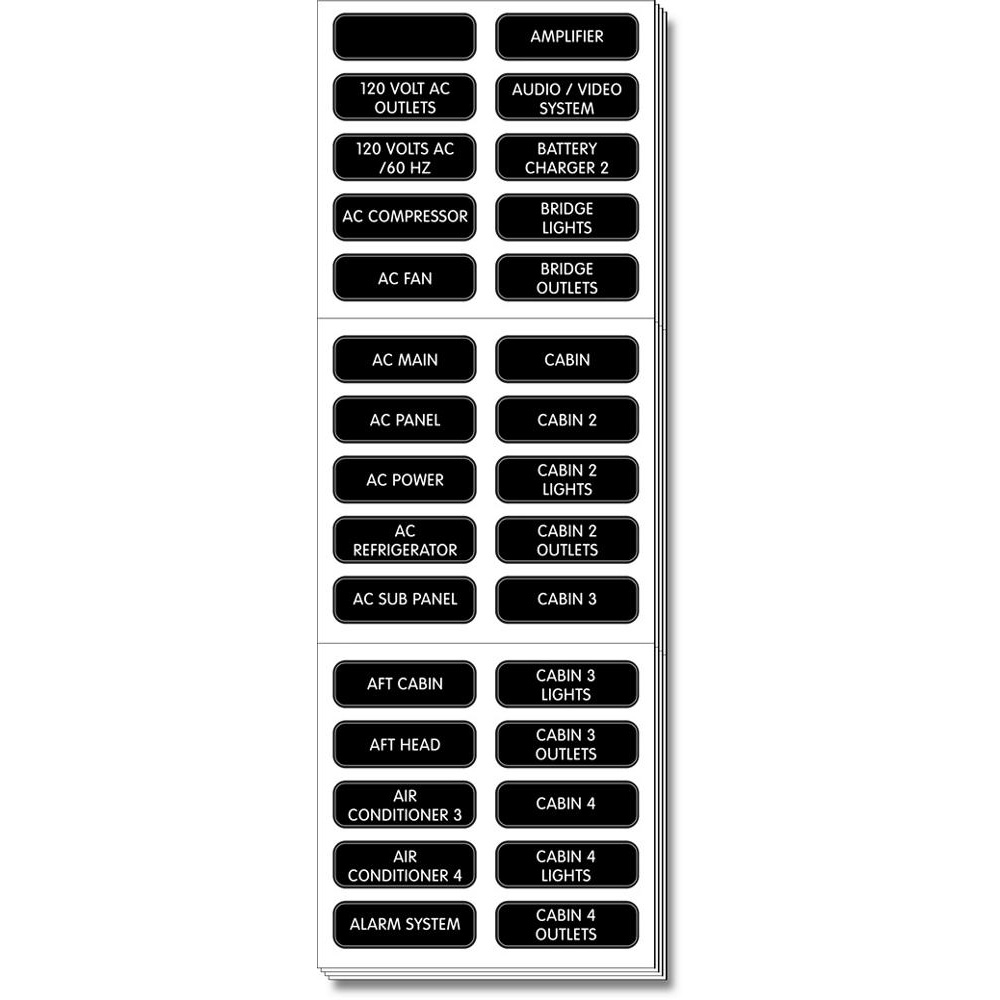Blue Sea 8067 AC Panel Extended 120 Label Set Blue Sea 8067 AC Panel Extended 120 Label Set