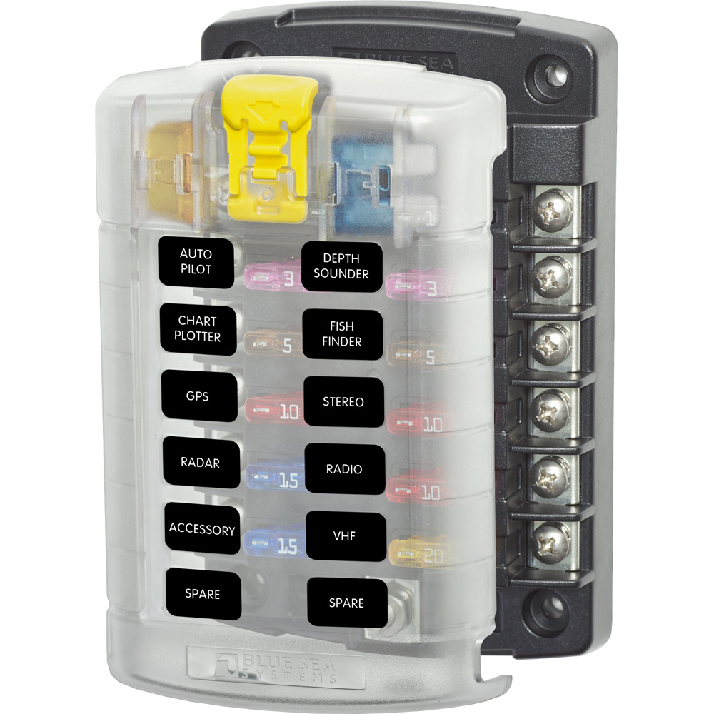 Blue Sea 5029 ST Blade Fuse Block w/Cover - 12 Circuit w/o Negative Bus Blue Sea 5029 ST Blade Fuse Block w/Cover - 12 Circuit w/o Negative Bus