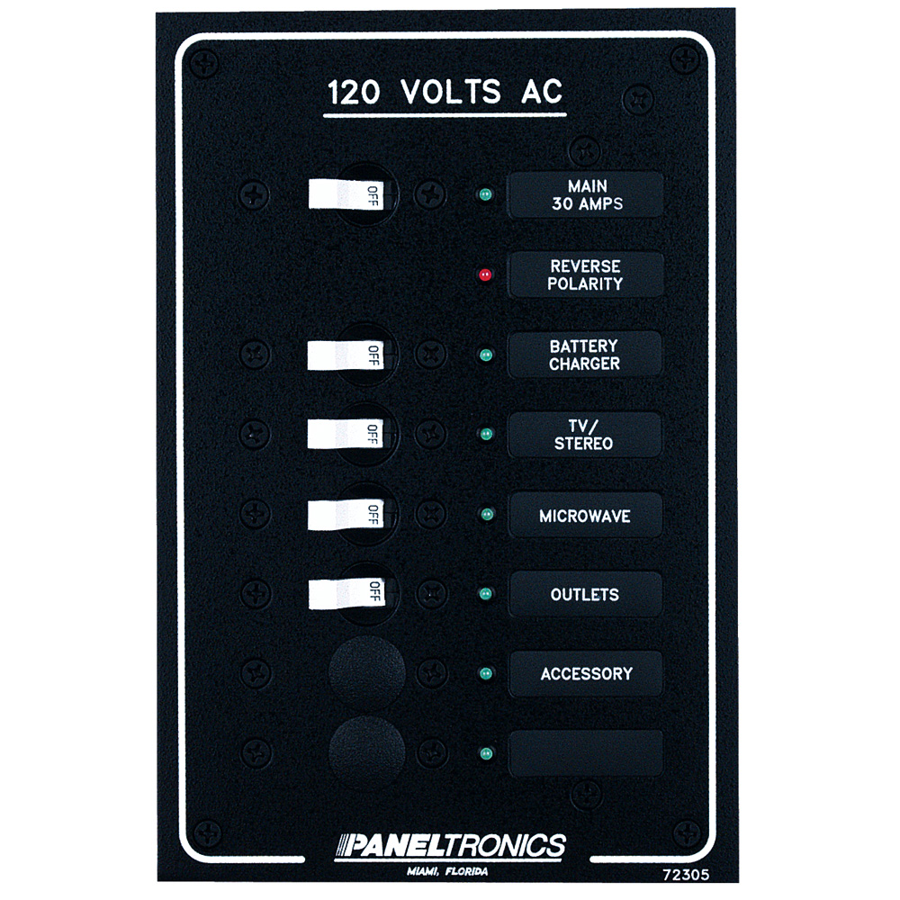 Paneltronics Standard AC 6 Position Breaker Panel & Main w/LEDs Paneltronics Standard AC 6 Position Breaker Panel & Main w/LEDs