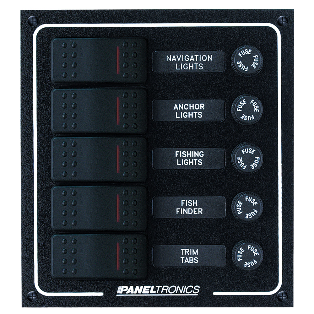 Paneltronics Waterproof DC 5 Position Lighted Rocker & Fuse Paneltronics Waterproof DC 5 Position Lighted Rocker & Fuse