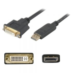 AddOn DISPLAYPORT2DVI 8-inch DisplayPort 1.2 to DVI-I (29 pin) Video Cable - Male to Female - Black Adapter Cable