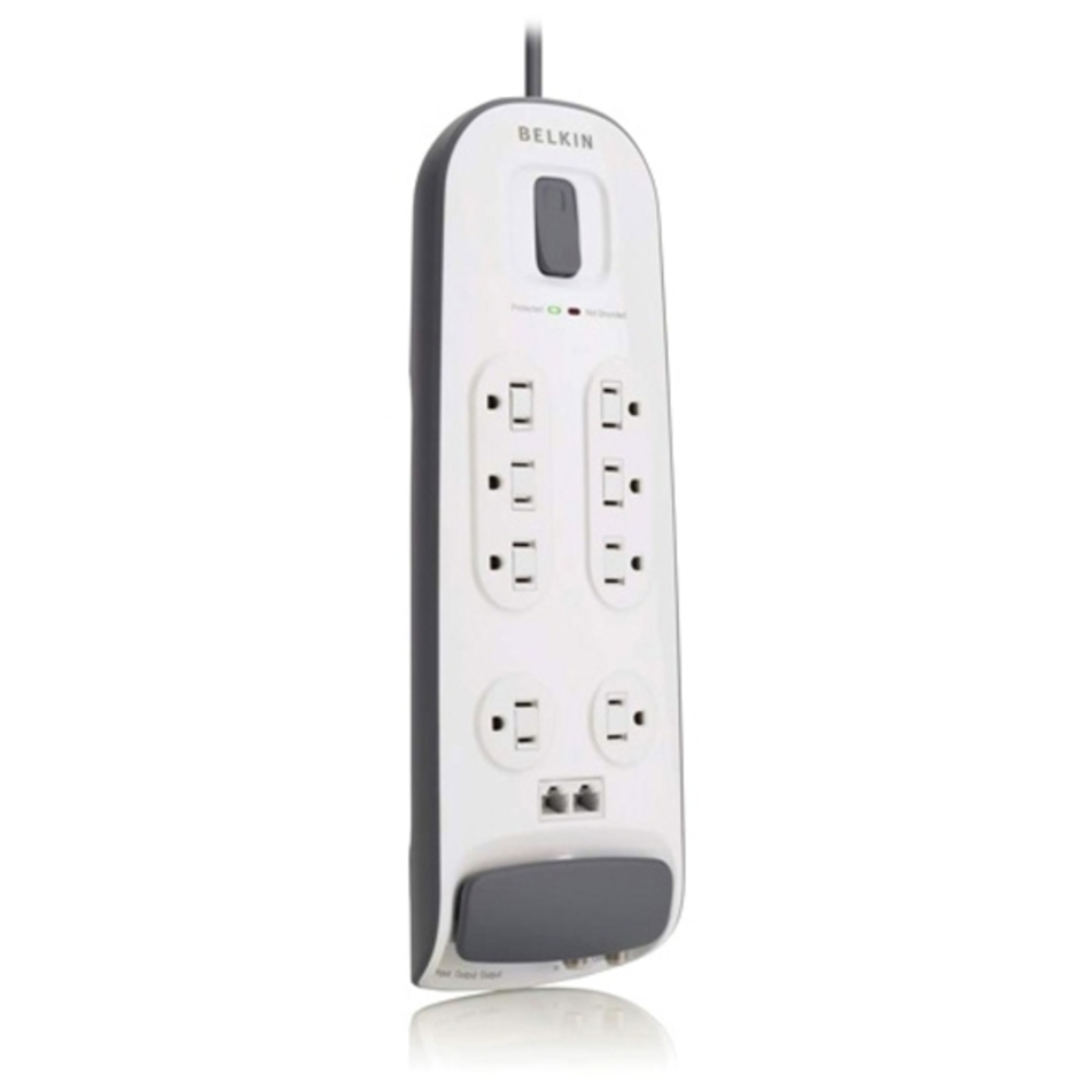 Belkin BV108200-06 8-Outlets Surge Suppressor - 8 Receptacle(s) - 1875 VA - 3690 J - 125 V AC Input - 125 V AC Output - Fax/Modem/Phone Belkin BV108200-06 8-Outlets Surge Suppressor - 8 Receptacle(s) - 1875 VA - 3690 J - 125 V AC Input - 125 V AC Output - Fax/Modem/Phone