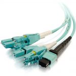 C2G 3m MPO to 4 Duplex LC Fiber Breakout Cable OM4 Riser Rated (OFNR) - Aqua - Fiber Optic for Network Device - 9.84 ft - 1 x MPO Male Network - 4 x LC Male Network - Aqua
