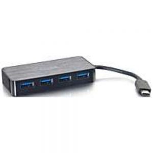 C2G 757120293279 29327 USB 3.0 USB-C to 4-Port USB-A Hub - Black