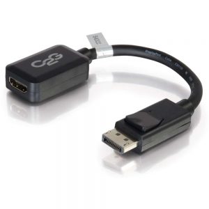 C2G 8in DisplayPort to HDMI Adapter - DP to HDMI - M/F Black - DisplayPort/HDMI for Audio/Video Device - 8 - 1 x DisplayPort Male Digital Audio/Video - 1 x HDMI Female Digital Audio/Video - Nickel Plated - Shielding - Black