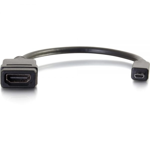 C2G 8in Micro HDMI to HDMI Adapter - Micro HDMI Adapter - Male to Female Black - HDMI/Micro HDMI for Audio/Video Device - 1 x HDMI (Micro Type D) Male Digital Audio/Video - 1 x HDMI Female Digital Audio/Video
