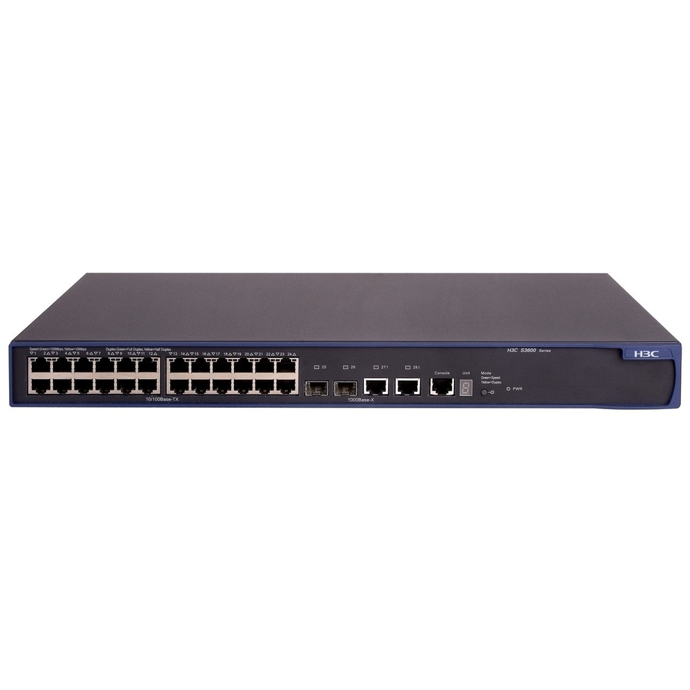 HP A3600-24TP SI Switch Managed L3 24-Ports 10/100Base 2x SFP Ports H3C 0235A10F JD329A HP A3600-24TP SI Switch Managed L3 24-Ports 10/100Base 2x SFP Ports H3C 0235A10F JD329A
