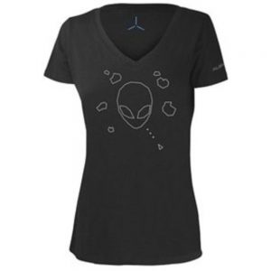 Mobile Edge AWSWAS Alienware Women's Alien Head Attack Gaming Gear T-Shirt - Small Size - Charcoal