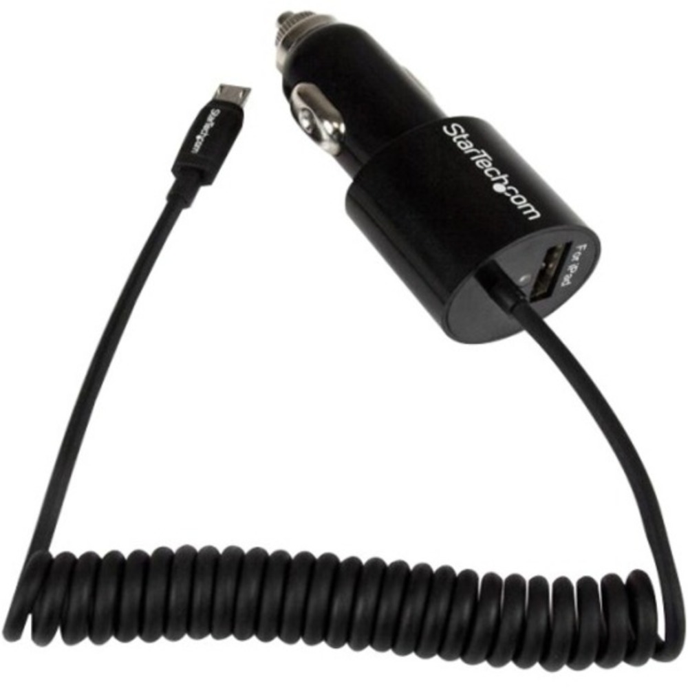 StarTech.com Black Dual Port Car Charger with Micro USB Cable and USB 2.0 Port - High Power (21 Watt / 4.2 Amp) - 12 V DC StarTech.com Black Dual Port Car Charger with Micro USB Cable and USB 2.0 Port - High Power (21 Watt / 4.2 Amp) - 12 V DC