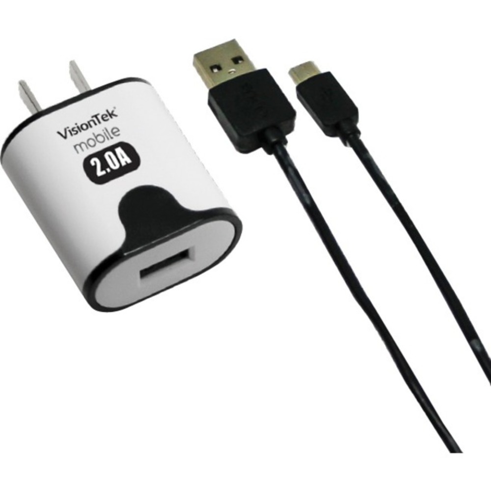 VisionTek 2 amp home charger with 3.2 foot micro USB cable - 5 V DC Output Voltage - USB VisionTek 2 amp home charger with 3.2 foot micro USB cable - 5 V DC Output Voltage - USB