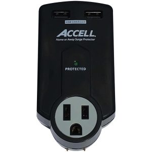 Accell D080B-011K Home or Away Power Station 3-Outlet Travel Surge Protector (Black)