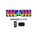 APEVIA FR612L2S-RGB Frostblade 120mm Silent Addressable RGB Color Changing LED Fan + 2 Color Changing Magnetic LED Strips (6+2-pk)