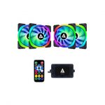 APEVIA LP412L-RGB LUNAR PRO 120MM SILENT DUAL RING ADDRESSABLE RGB COLOR CHANGING LED FAN (4-PK)