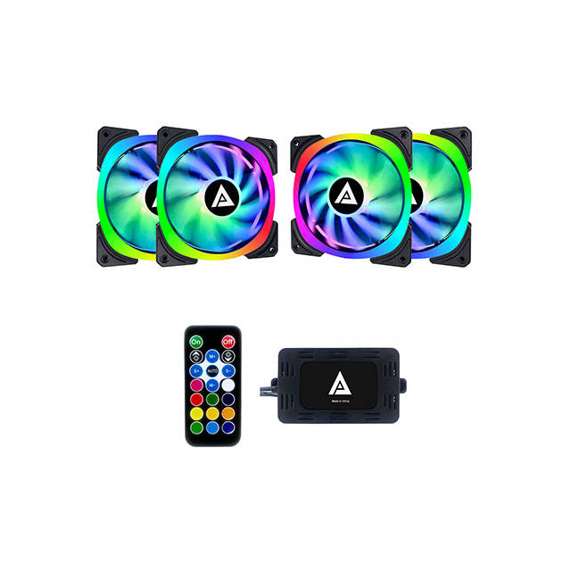 APEVIA LP412L-RGB LUNAR PRO 120MM SILENT DUAL RING ADDRESSABLE RGB COLOR CHANGING LED FAN (4-PK) APEVIA LP412L-RGB LUNAR PRO 120MM SILENT DUAL RING ADDRESSABLE RGB COLOR CHANGING LED FAN (4-PK)