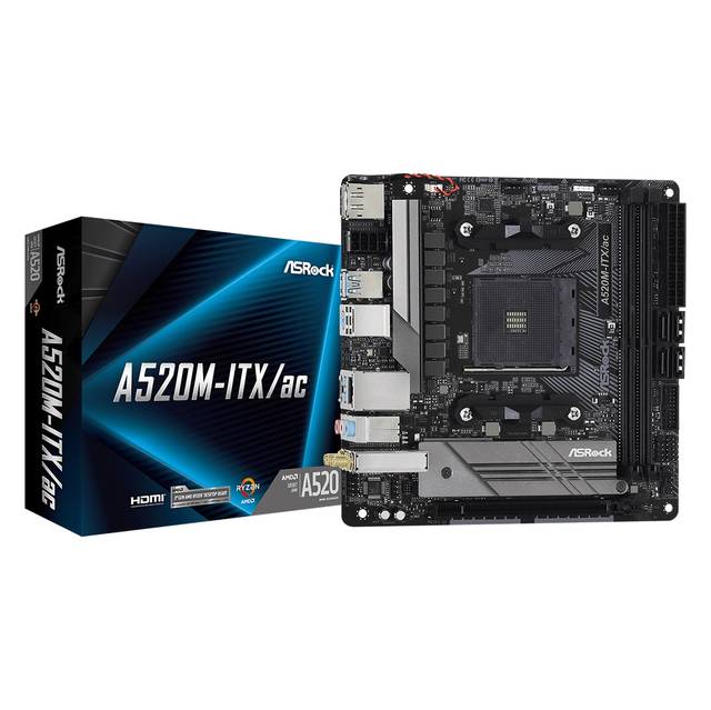 ASROCK A520M-ITX/AC Socket AM4/ AMD A520/ DDR4/ SATA3&USB3.2/ M.2/ WiFi&Bluetooth/ Mini-ITX Motherboard ASROCK A520M-ITX/AC Socket AM4/ AMD A520/ DDR4/ SATA3&USB3.2/ M.2/ WiFi&Bluetooth/ Mini-ITX Motherboard