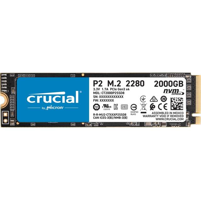 Crucial P2 2TB M.2 2280 PCI-Express 3.0 NVMe Solid State Drive Crucial P2 2TB M.2 2280 PCI-Express 3.0 NVMe Solid State Drive