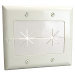 DataComm Electronics 45-0027-LA 2-Gang Split Plate with Flexible Opening (Light Almond)