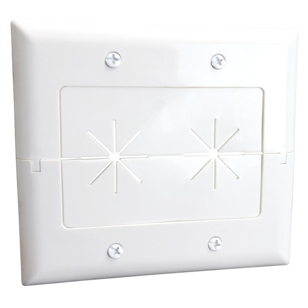DataComm Electronics 45-0027-WH 2-Gang Split Plate with Flexible Opening (White) DataComm Electronics 45-0027-WH 2-Gang Split Plate with Flexible Opening (White)