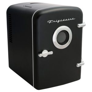 Frigidaire EFMIS151-BLACK 6-Can Retro Portable Beverage Refrigerator with Bluetooth Speaker