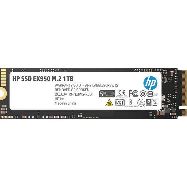 HP EX950 Series M.2 2280 1TB PCI-Express 3.0 x4 NVMe1.3 3D Internal Solid State Drive HP EX950 Series M.2 2280 1TB PCI-Express 3.0 x4 NVMe1.3 3D Internal Solid State Drive