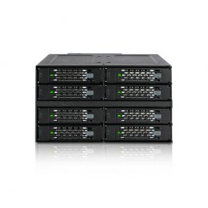 ICY DOCK ToughArmor MB508SP-B Rugged Full Metal 8 Bay 2.5 inch SAS/SATA SSD/HDD Backplane Cage for 2x External 5.25 inch Bay (Black)