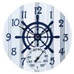 Taylor Precision Products 92668T 14-Inch Clock with Thermometer (Captain's Wheel)