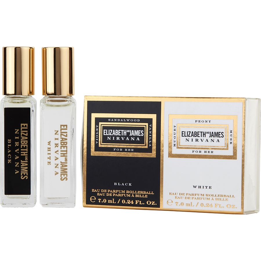 2 PIECE WITH NIRVANA BLACK & NIRVANA WHITE AND BOTH ARE EAU DE PARFUM ROLLERBALL 0.24 OZ MINI - NIRVANA VARIETY by Elizabeth and James 2 PIECE WITH NIRVANA BLACK & NIRVANA WHITE AND BOTH ARE EAU DE PARFUM ROLLERBALL 0.24 OZ MINI - NIRVANA VARIETY by Elizabeth and James