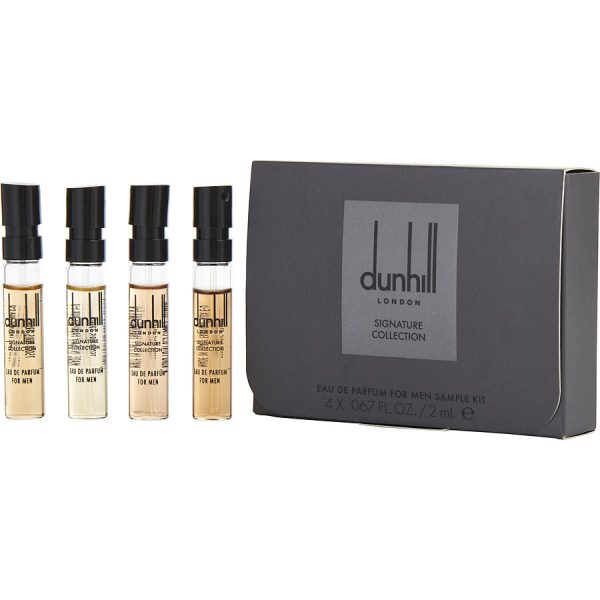 4 PIECE MENS MINI VARIETY WITH INDIAN SANDALWOOD & MOROCCAN AMBER & BRITISH LEATHER & ARABIAN DESERT AND ALL ARE EAU DE PARFUM SPRAY 0.06 OZ MINIS - DUNHILL VARIETY by Alfred Dunhill