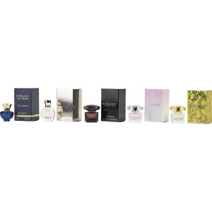 5 PIECE WOMENS MINI VARIETY WITH CRYSTAL NOIR EDT & BRIGHT CRYSTAL EDT & YELLOW DIAMOND EDT & EROS POUR FEMME EDP & DYLAN BLUE EDP AND ALL ARE 0.17 OZ MINIS - VERSACE VARIETY by Gianni Versace