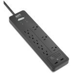 APC PH8U2 8-Outlet SurgeArrest Home/Office Series Surge Protector with 2 USB Ports