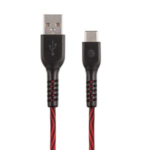 AT&T TCB04-RED 4-Foot Charge and Sync USB to Type-C Cable (Red)