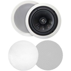 BIC America MSRPRO6 125-Watt 6.5" Weather-Resistant In-Ceiling Speakers with Pivoting Tweeters & Metal & Cloth Grilles
