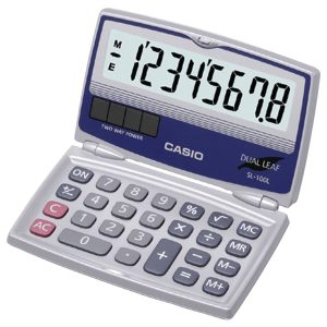 CASIO SL-100L Solar Calculator with Folding Hard Case