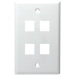 DataComm Electronics 20-3004-WH Multi-Port Standard-Size White Keystone Wall Plates (4 Ports)