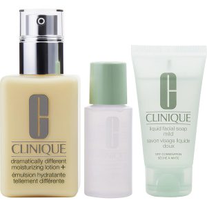 Dramatically Different Moisturizing Lotion ( With Pump )--125ml/4.2oz + Liquid Facial Soap --30ml/1oz + Clarifying Lotion --30ml/1oz (Dry to Combination Skin) - CLINIQUE by Clinique