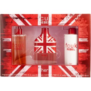 EAU DE PARFUM SPRAY 3.4 OZ & BODY LOTION 8.4 OZ & FRAGRANCE MIST 8.4 OZ - FCUK REBEL HER by French Connection