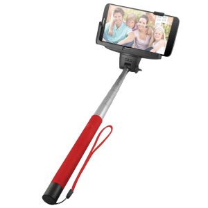 Ematic ESST406RD Extendable Selfie Stick with Built-in Bluetooth Camera Button (Red)