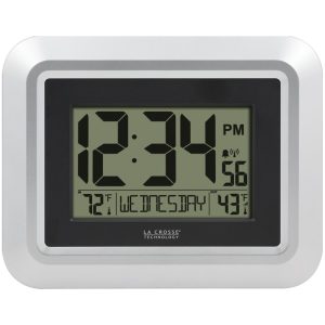 La Crosse Technology 513-1918S-INT Atomic Digital Wall Clock with Indoor/Outdoor Temperature