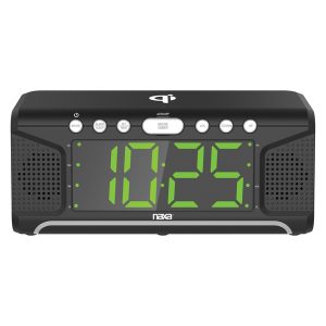 Naxa NRC-190 Dual Alarm Clock with Qi Wireless Charging (1.8" Jumbo Display)