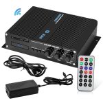 Pyle PFMRA440BB 400-Watt 4-Channel Marine Class D Amplifier with Bluetooth and Remote Gain Control
