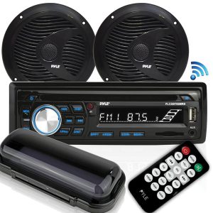 Pyle PLCDBT75MRB Marine Single-DIN In-Dash CD AM/FM Receiver with Two 6.5" Speakers