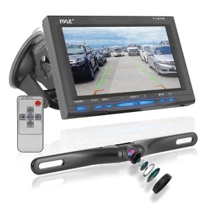 Pyle PLCM7500 Car Backup System with 7-Inch Monitor and License Plate Camera with Distance Scale Line