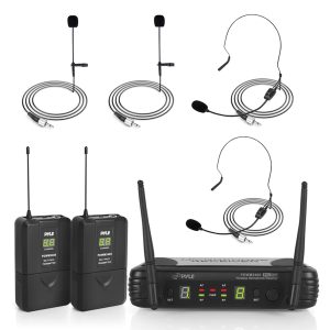 Pyle Pro PDWM3400 Premier Series Professional UHF Wireless Microphone System with 2 Body Packa