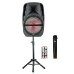 QFX PBX-61161 15-Inch Portable Party Sound System with Wireless Microphone and Stand