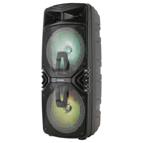SYLVANIA SP782 Dual 8-Inch 10-Watt-Max Karaoke Light-up Bluetooth Speaker with FM Radio SYLVANIA SP782 Dual 8-Inch 10-Watt-Max Karaoke Light-up Bluetooth Speaker with FM Radio