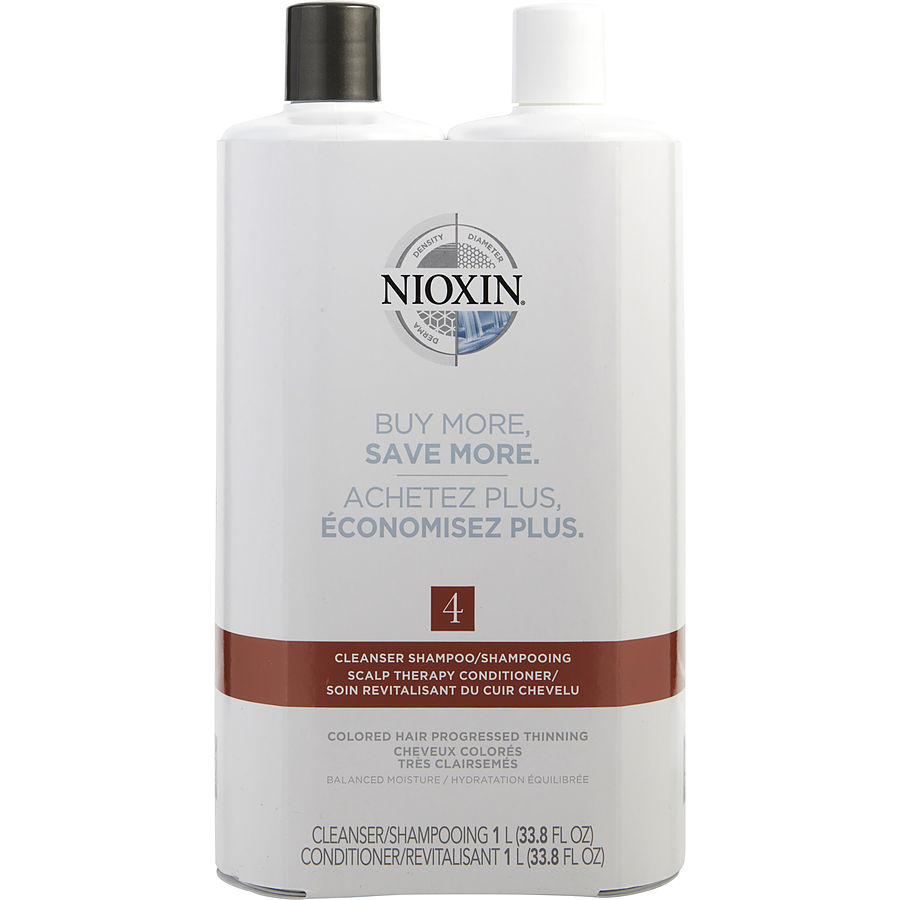 SYSTEM 4 SCALP THERAPY CONDITIONER AND CLEANSER SHAMPOO FOR COLORED HAIR WITH PROGRESSED THINNING LITER DUO - NIOXIN by Nioxin SYSTEM 4 SCALP THERAPY CONDITIONER AND CLEANSER SHAMPOO FOR COLORED HAIR WITH PROGRESSED THINNING LITER DUO - NIOXIN by Nioxin