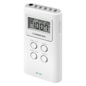 Sangean DT-120 WHITE Portable Pocket AM/FM Digital Clock Radio (White)