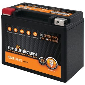 Shuriken SK-BTX12-BS 180 Crank Amps 10Ah AGM Powersports 12-Volt Battery