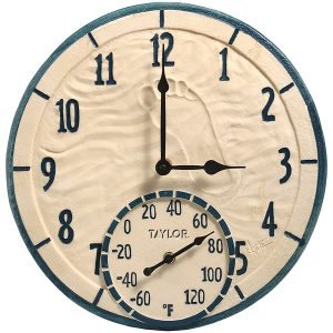 Taylor Precision Products 91501T 14" Poly Resin Clock with Thermometer (By the Sea)