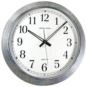 Timekeeper 401ZWA 16" Galvanized Metal Silver Wall Clock